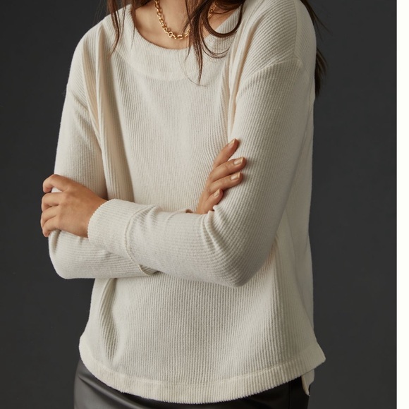 ANTHROPOLOGIE NWT Daily Practice Big Sky Boatneck Pullover Ivory Size XL - Picture 16 of 16